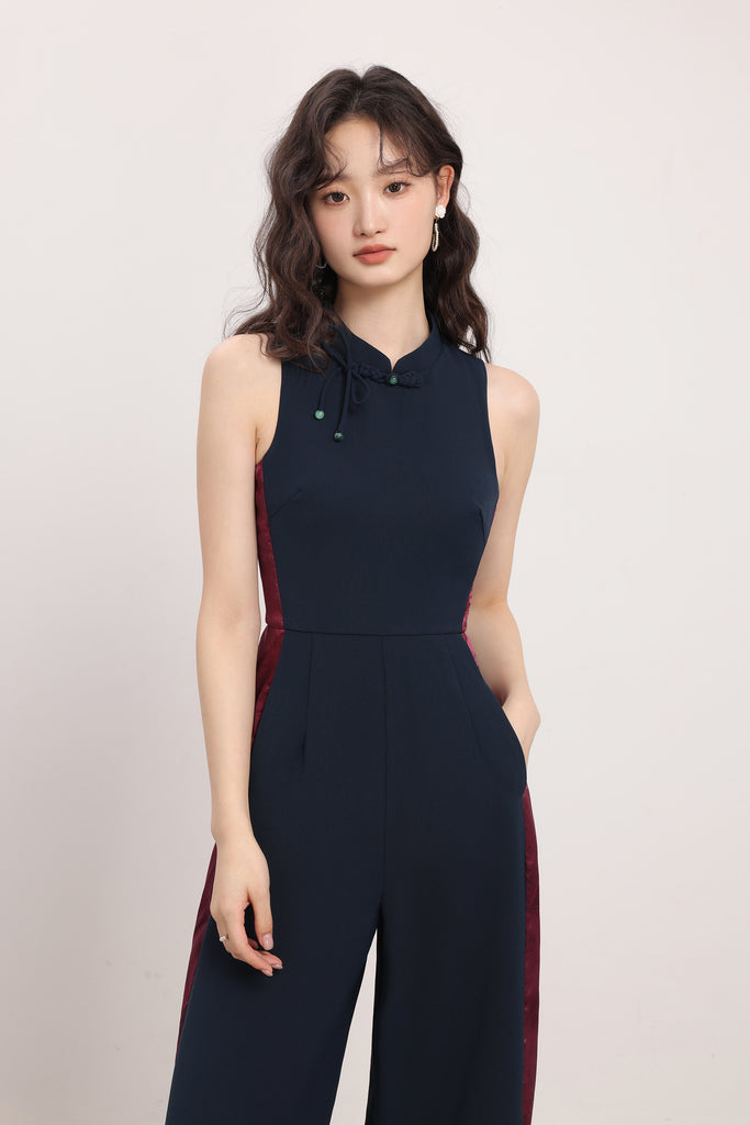 蛇来运转 Good Fortune Cheongsam Jumpsuit - Navy [XS/S/M/L/XL/XXL]