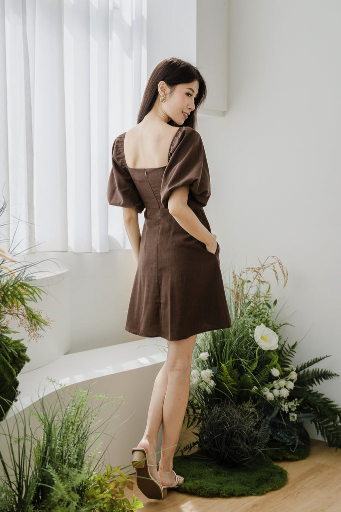 Mon Cheri Bustier Seam Dress Romper - Espresso [XS/S/M/L/XL/XXL]