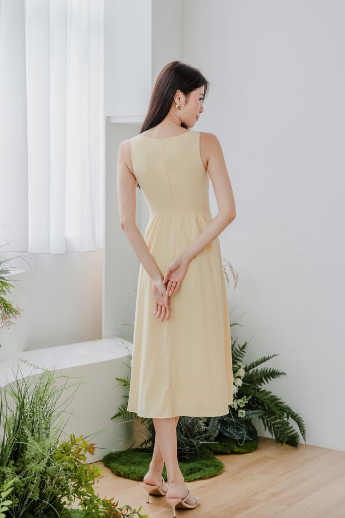 Silvana Ruche V-Waistline Dress - Daffodil [XS/S/M/L/XL/XXL]