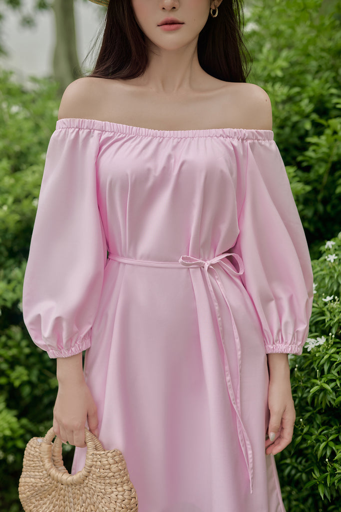 Olivia Off Shoulder Two-Way Dress - Pink [XS/S/M/L/XL/XXL]