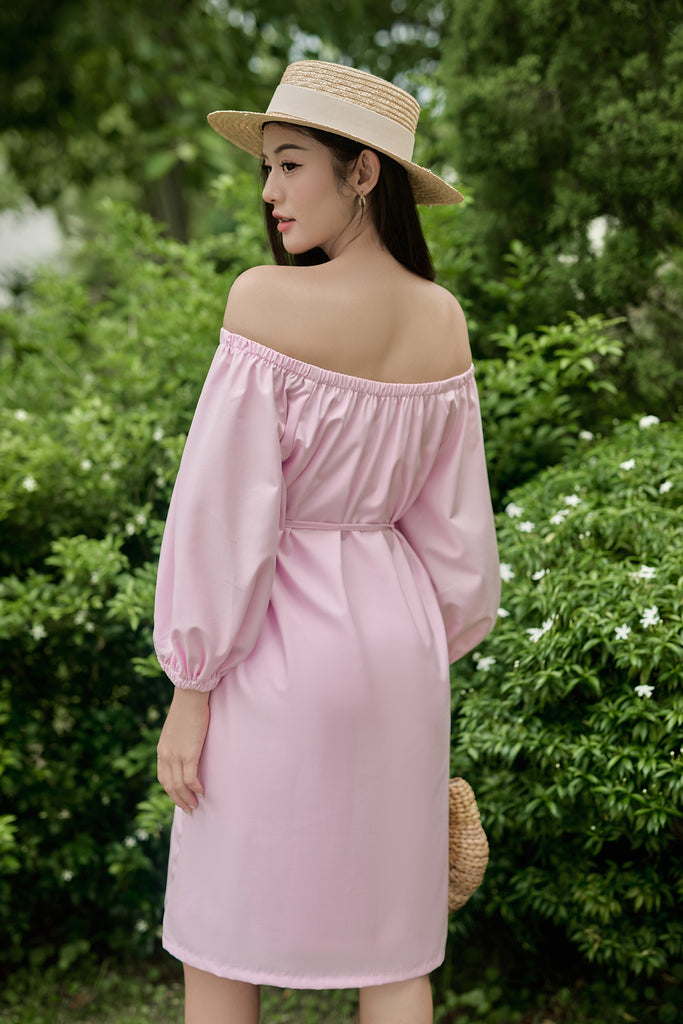 Olivia Off Shoulder Two-Way Dress - Pink [XS/S/M/L/XL/XXL]