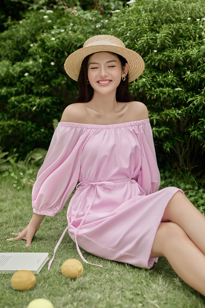 Olivia Off Shoulder Two-Way Dress - Pink [XS/S/M/L/XL/XXL]