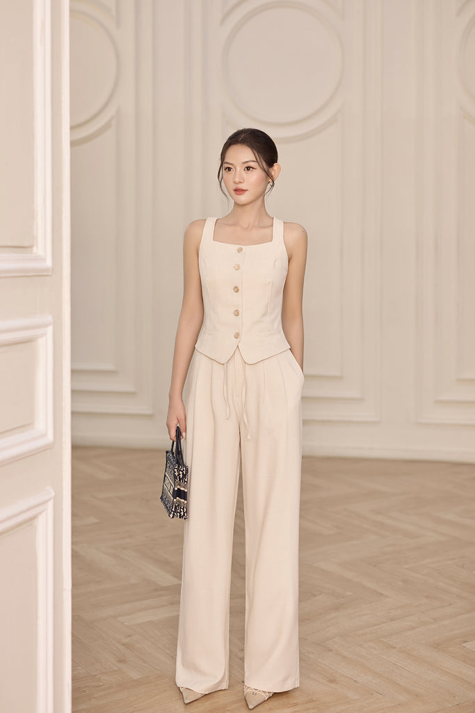 Ami High Waist Tux Pants - Cream [XS/S/M/L/XL]