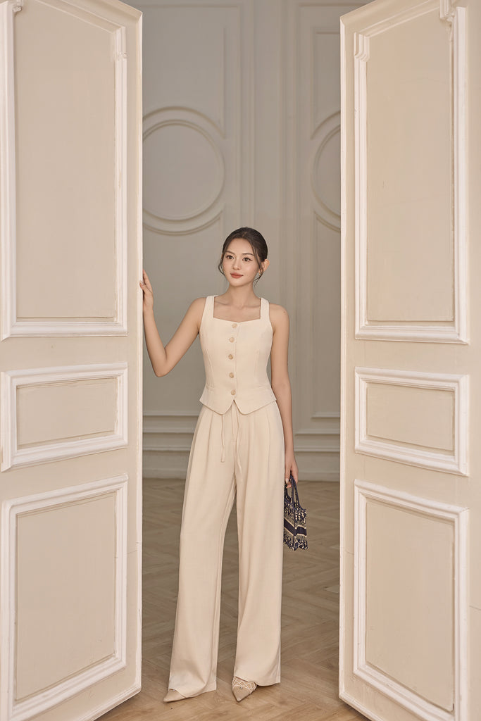 Ami High Waist Tux Pants - Cream [XS/S/M/L/XL]