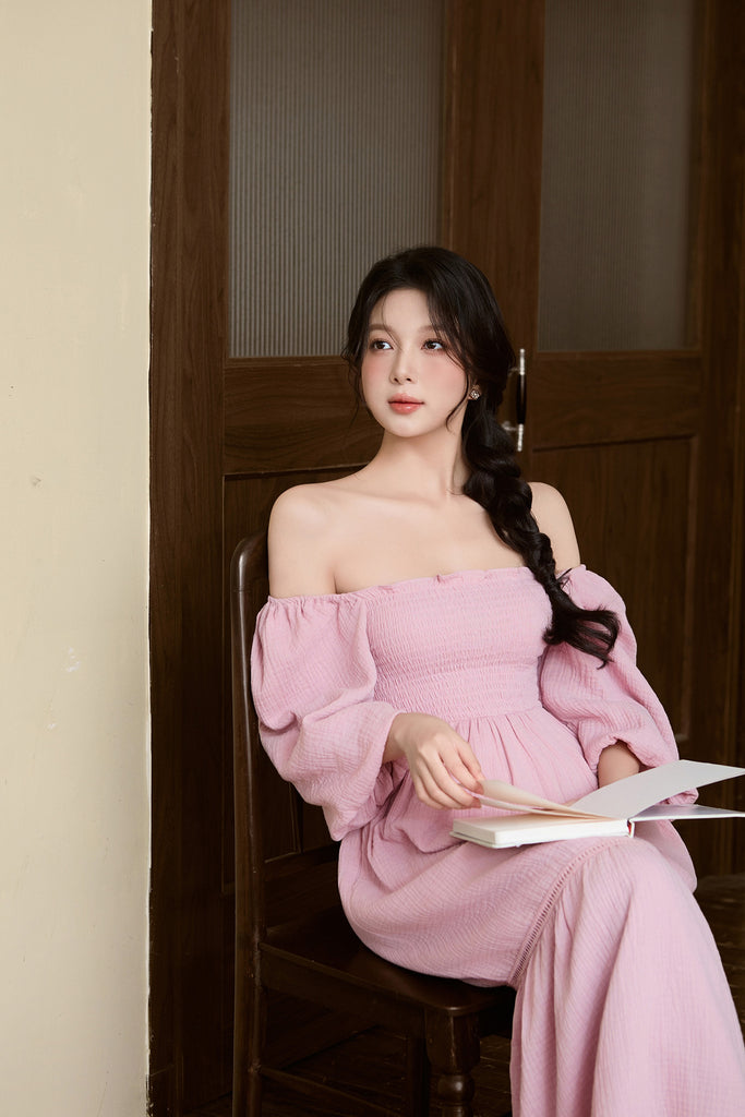 Anne Cotton Smocked Dress - Pink [XS/S/M/L/XL/XXL]