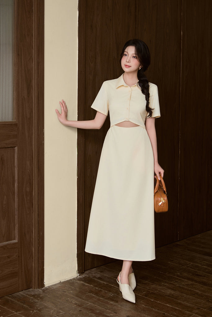 Taylor Two-Way Cut Out Shirt Dress - Butter [XS/S/M/L/XL/XLL]