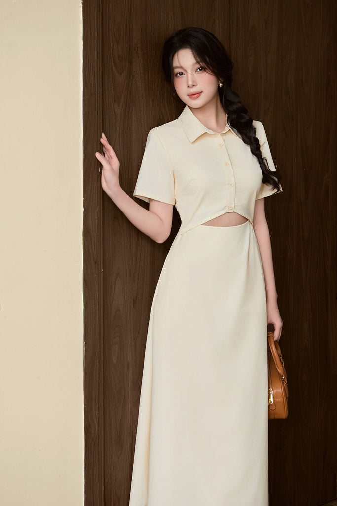 Taylor Two-Way Cut Out Shirt Dress - Butter [XS/S/M/L/XL/XLL]
