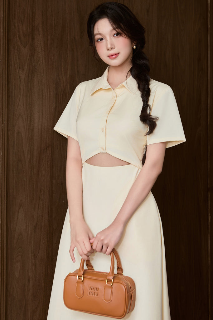 Taylor Two-Way Cut Out Shirt Dress - Butter [XS/S/M/L/XL/XLL]
