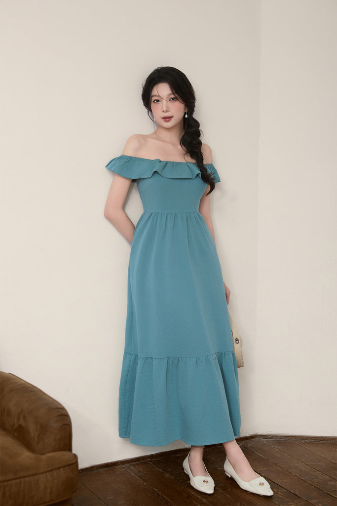 Celine Ruffle Square Neck Maxi Dress - Sea Green [XS/S/M/L/XL/XXL]