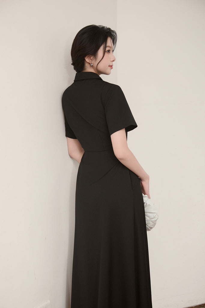 Taylor Two-Way Cut Out Shirt Dress - Black [XS/S/M/L/XL/XLL]