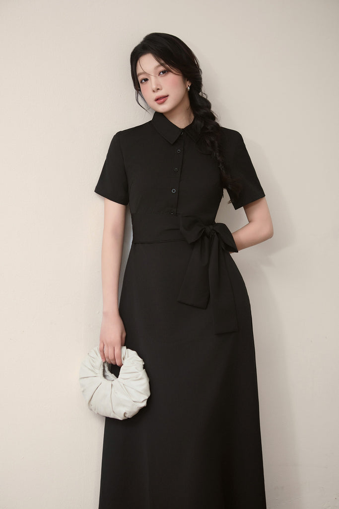 Taylor Two-Way Cut Out Shirt Dress - Black [XS/S/M/L/XL/XLL]