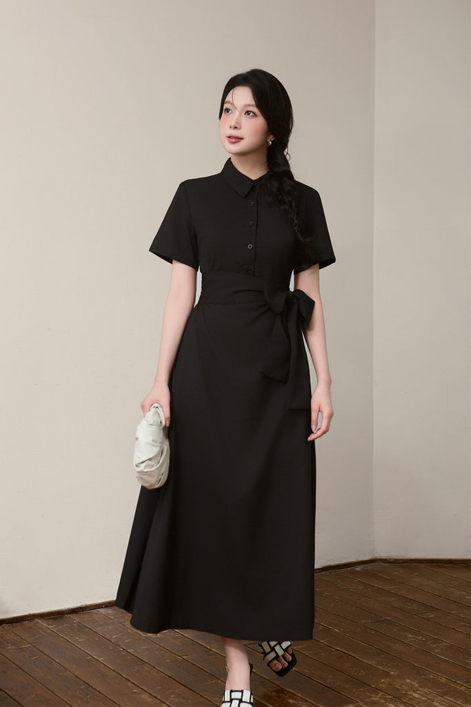 Taylor Two-Way Cut Out Shirt Dress - Black [XS/S/M/L/XL/XLL]