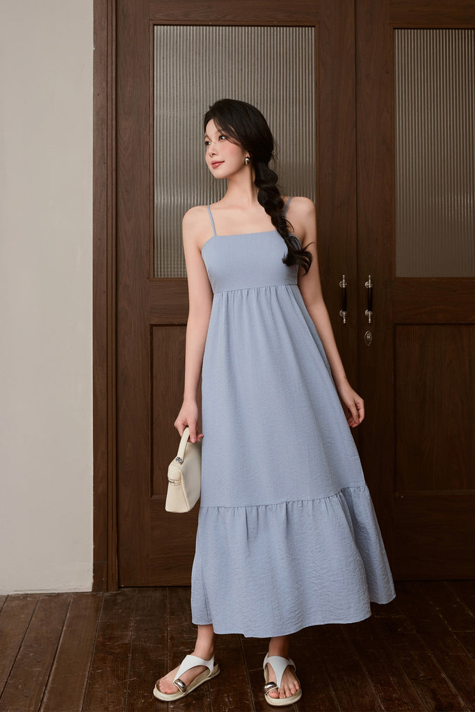 Dahlia Spaghetti Ruffle Hem Dress - Baby Blue [XS/S/M/L/XL/XXL]