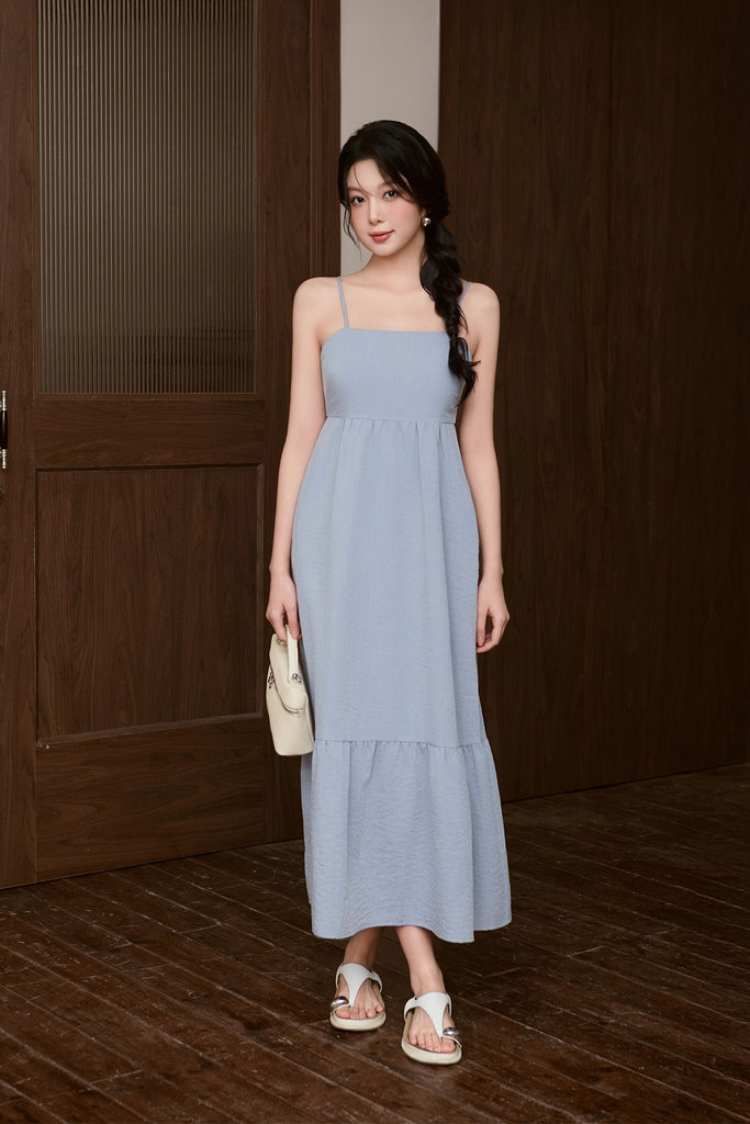 Dahlia Spaghetti Ruffle Hem Dress - Baby Blue [XS/S/M/L/XL/XXL]