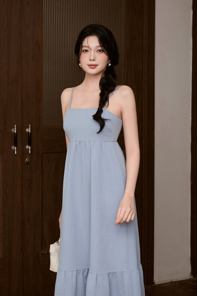 Dahlia Spaghetti Ruffle Hem Dress - Baby Blue [XS/S/M/L/XL/XXL]