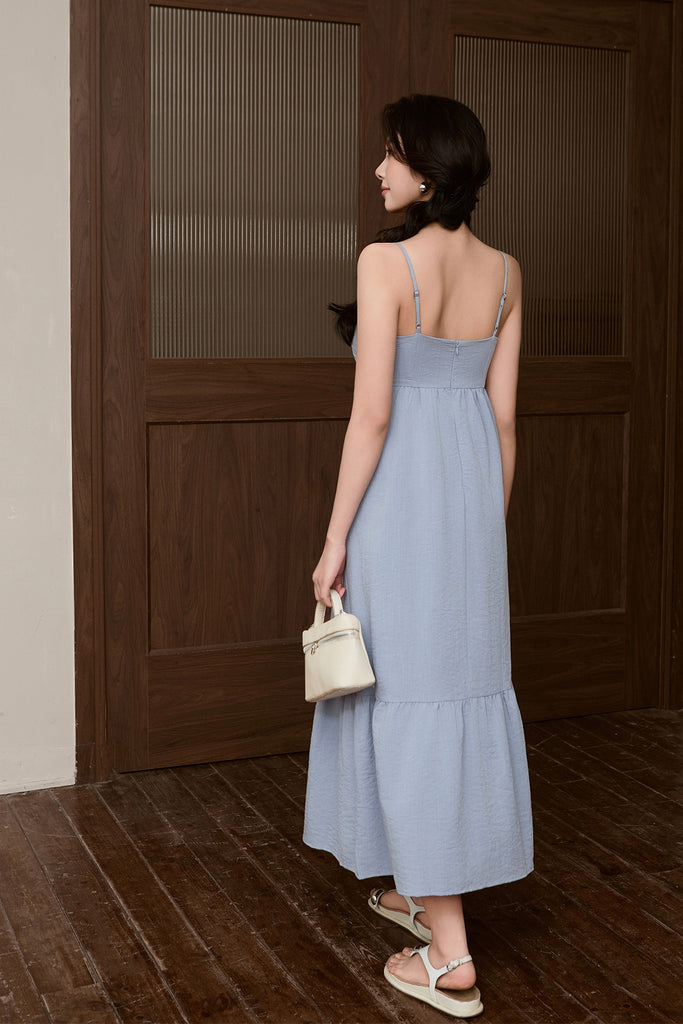 Dahlia Spaghetti Ruffle Hem Dress - Baby Blue [XS/S/M/L/XL/XXL]
