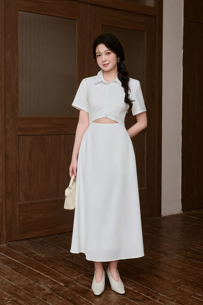 Taylor Two-Way Cut Out Shirt Dress - White [XS/S/M/L/XL/XLL]