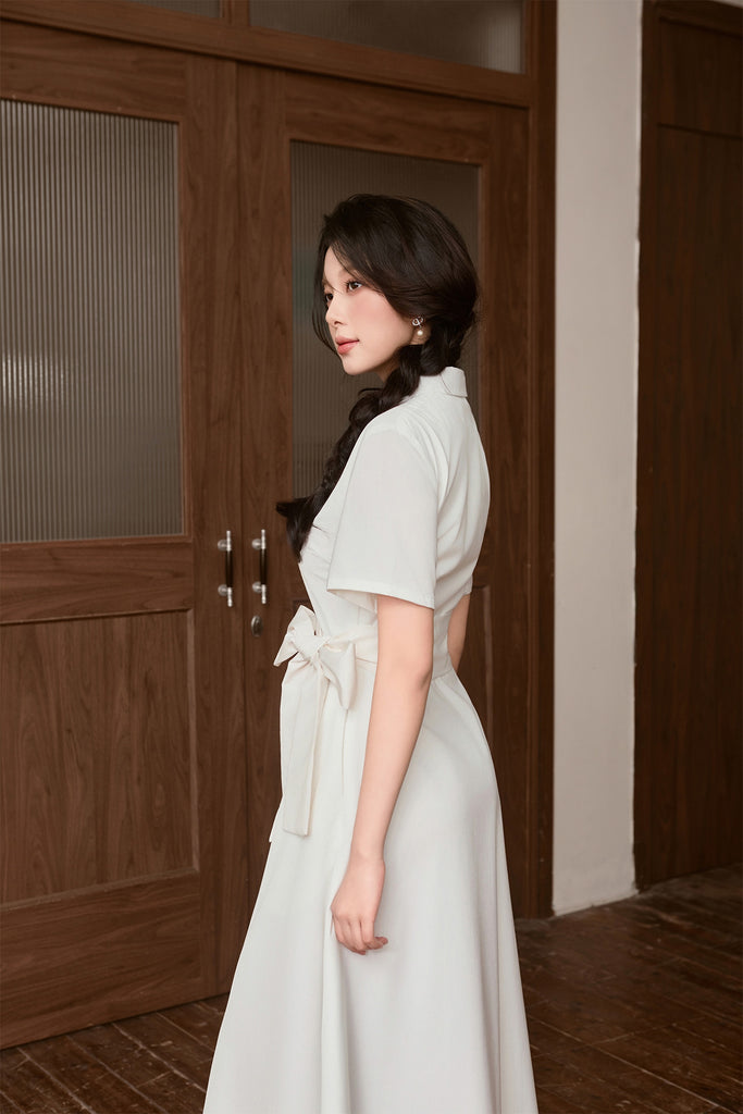 Taylor Two-Way Cut Out Shirt Dress - White [XS/S/M/L/XL/XLL]