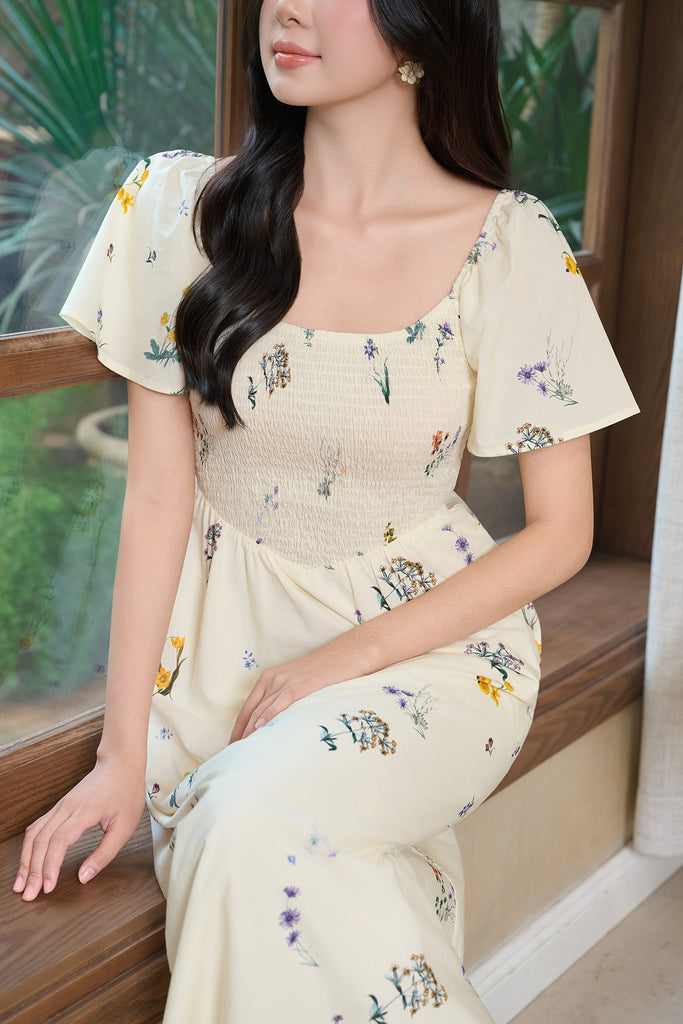 Meadow Whisper V-waist Smocked Dress - Wildflower [XS/S/M/L/XL/2XL/3XL]