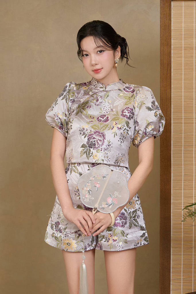 琦丽 Liora Floral Brocade Shorts - Light Pink [XS/S/M/L/XL/XXL]