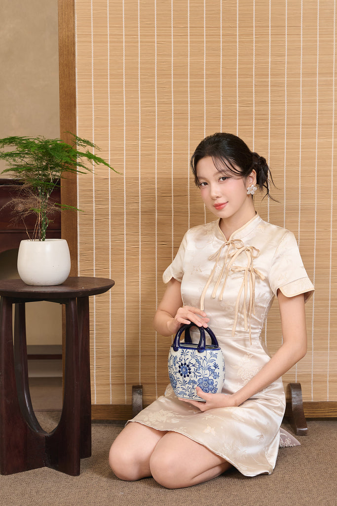 Jade Whisper Cheongsam Dress - Champagne Cream [XS/S/M/L/XL/XXL]