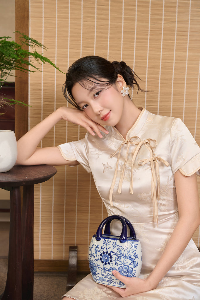 Jade Whisper Cheongsam Dress - Champagne Cream [XS/S/M/L/XL/XXL]