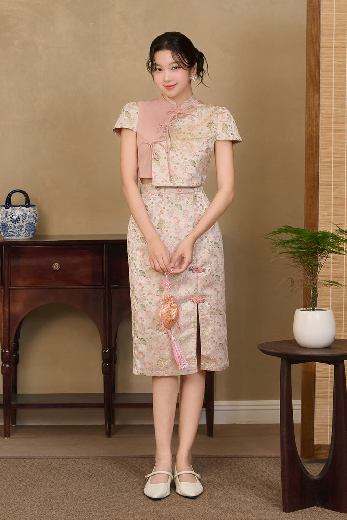 春曰 Spring Letter Cheongsam Set Wear - Pink [XS/S/M/L/XL/XXL]