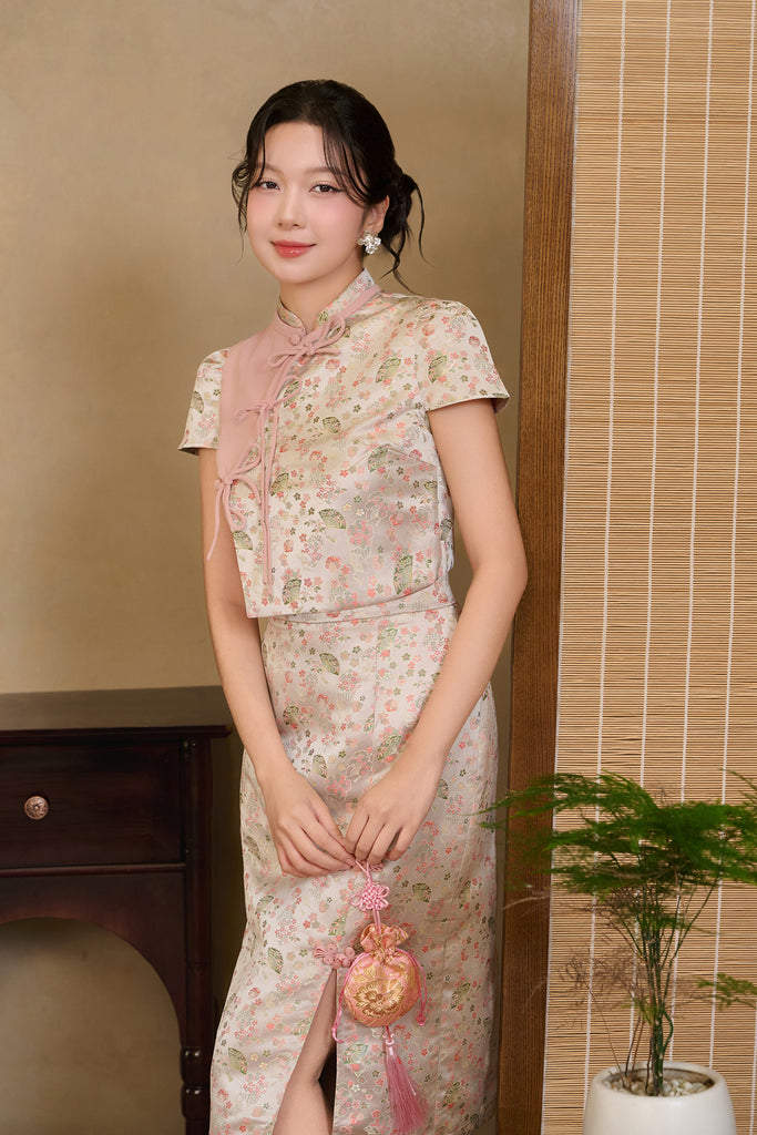 春曰 Spring Letter Cheongsam Set Wear - Pink [XS/S/M/L/XL/XXL]