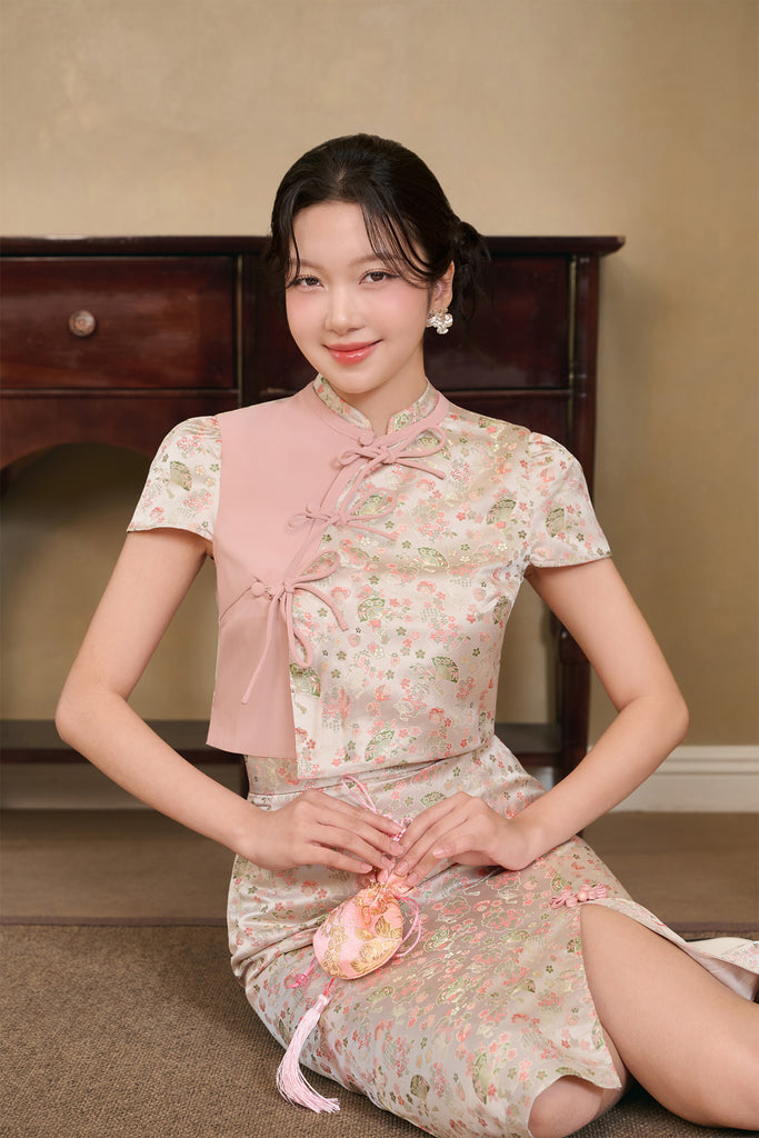春曰 Spring Letter Cheongsam Set Wear - Pink [XS/S/M/L/XL/XXL]