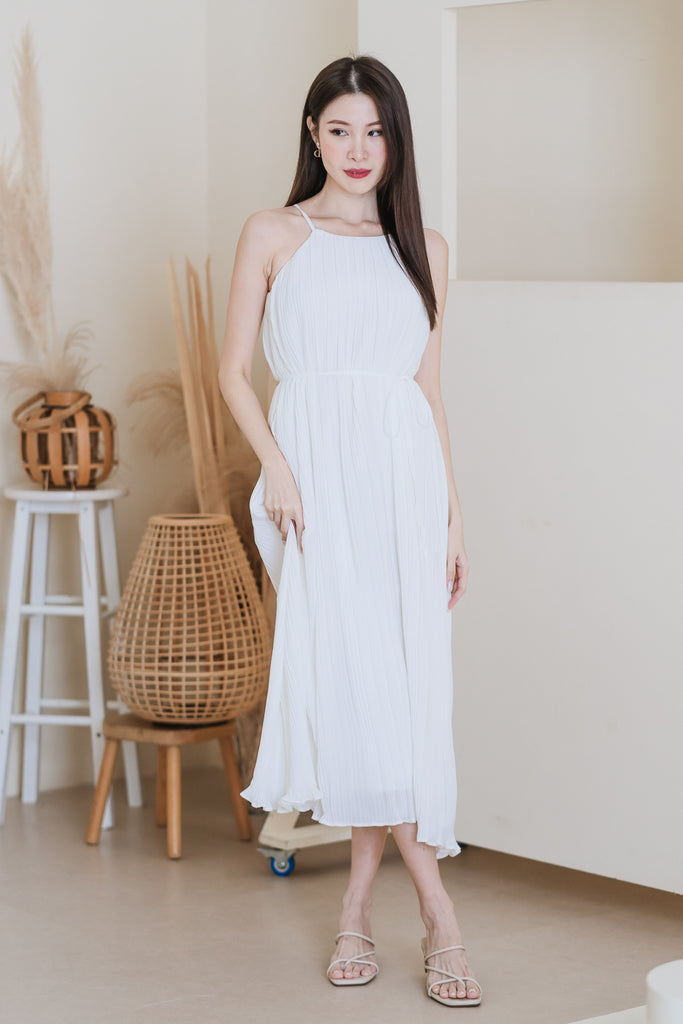 Pretty-In-Pleats Maxi Dress - White [XS/S/M/L/XL]