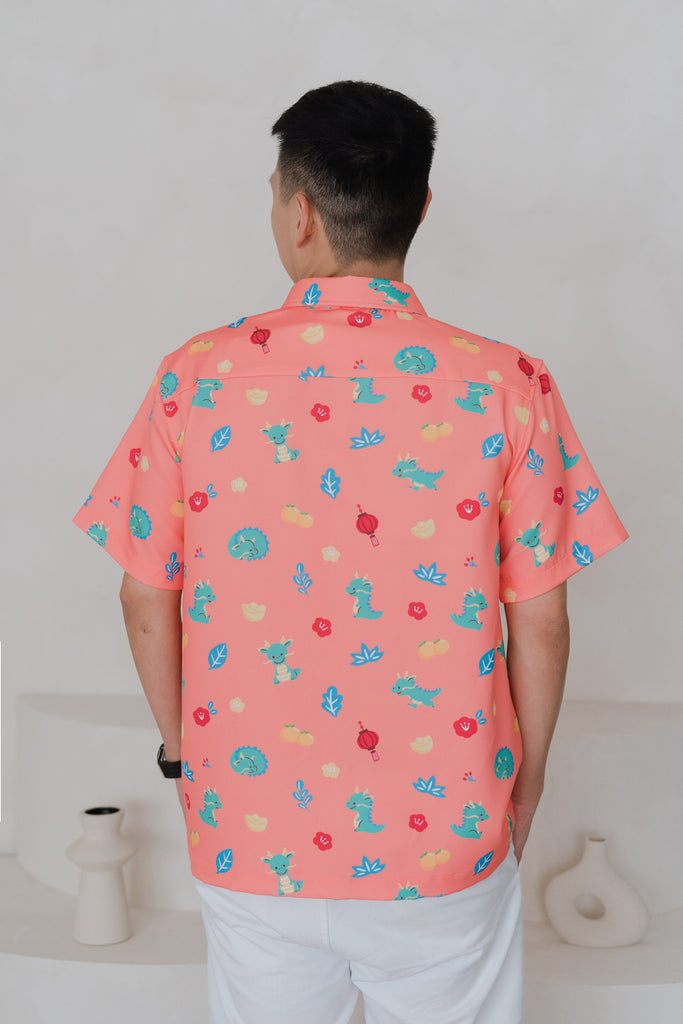 Dragon Family Unisex Shirt - Peach Coral [S/M/L/XL/XXL]