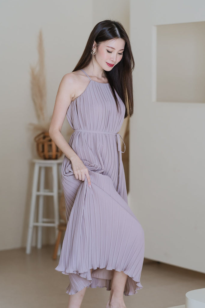 Pretty-In-Pleats Maxi Dress - Taupe [XS/S/M/L/XL]