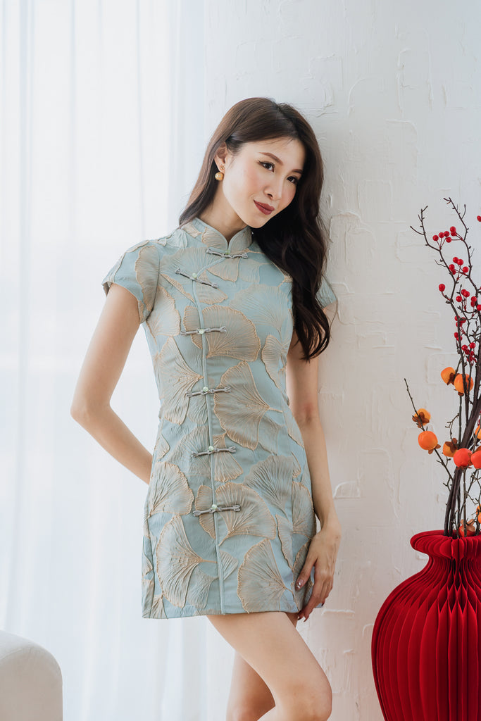 龙凤呈祥 Prosperity Cheongsam Dress - Golden Leaf [XS/S/M/L/XL]