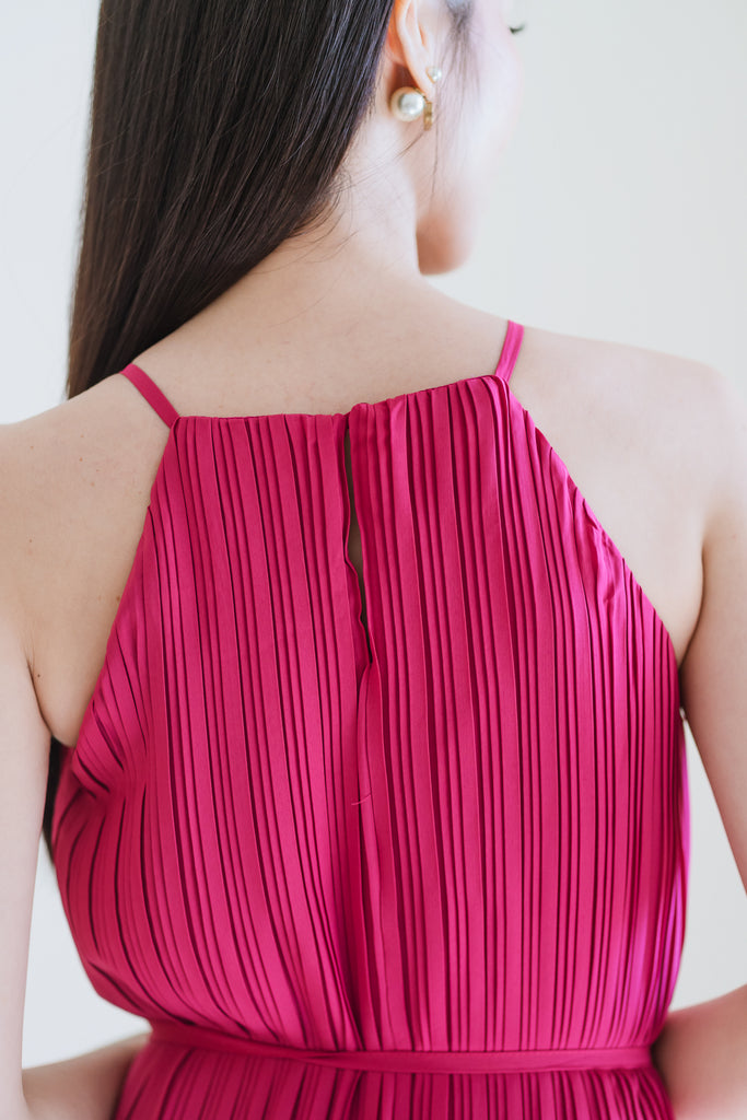 Pretty-In-Pleats Maxi Dress - Hot Pink [XS/S/M/L/XL]