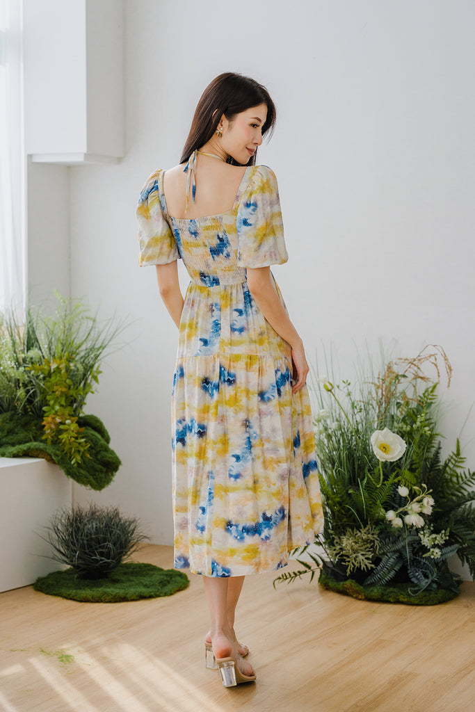 Irina Watercolour Curve Hem Maxi - Yellow [XS/S/M/L/XL/XXL]