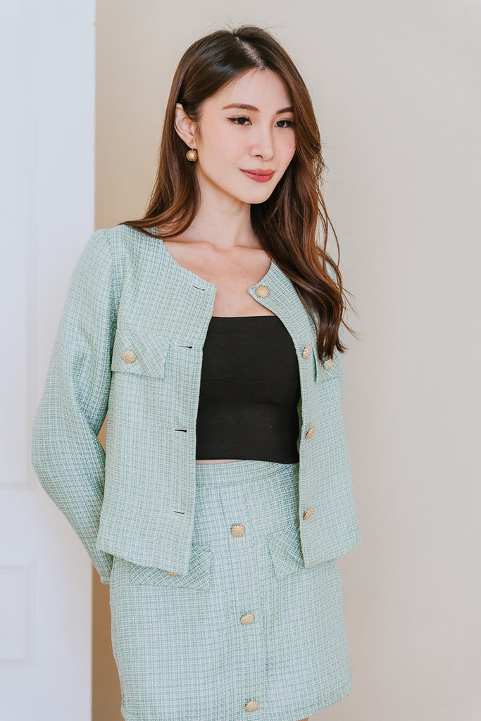 Gabrielle Tweed Jacket & Skorts Set - Mint [XS/S/M/L/XL/XXL]
