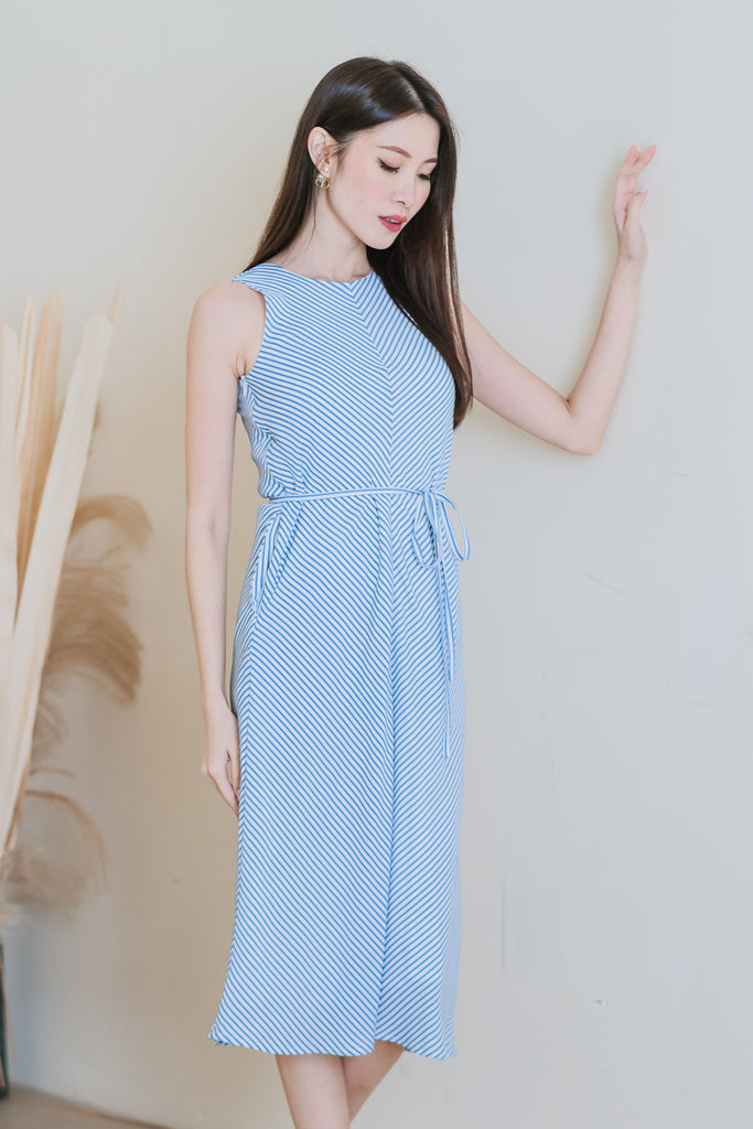 Cassandra Stripes Two-way Midi Dress - Blue [XS/S/M/L/XL]
