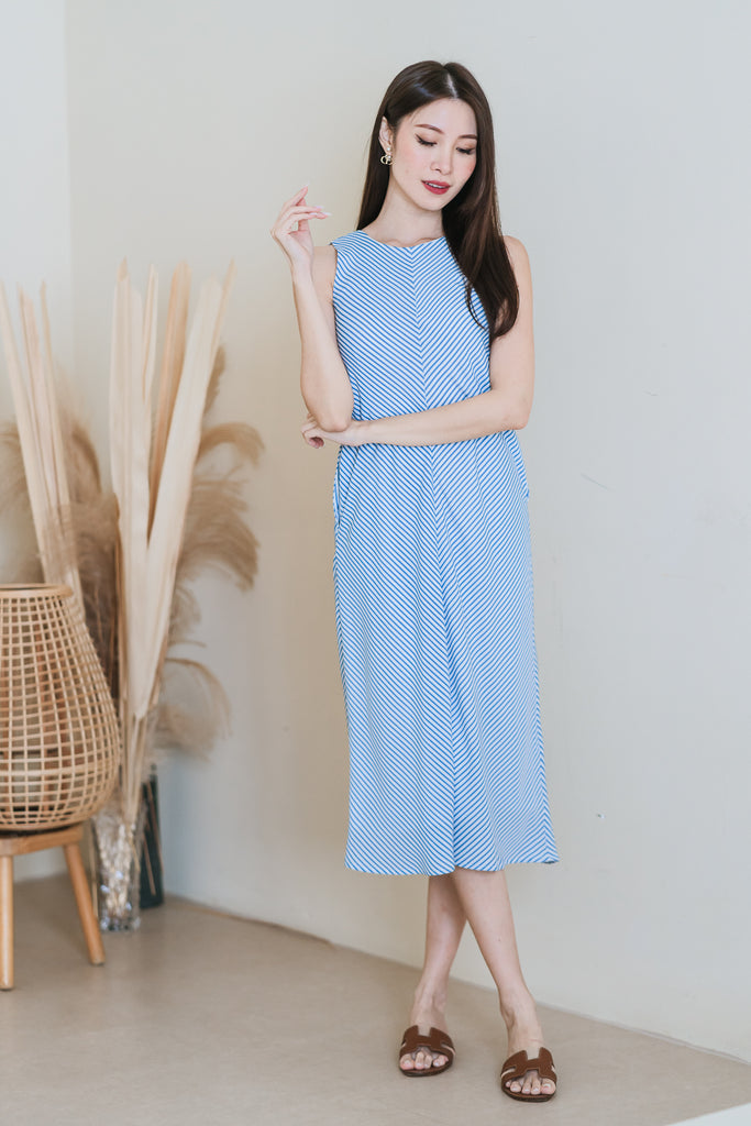 Cassandra Stripes Two-way Midi Dress - Blue [XS/S/M/L/XL]