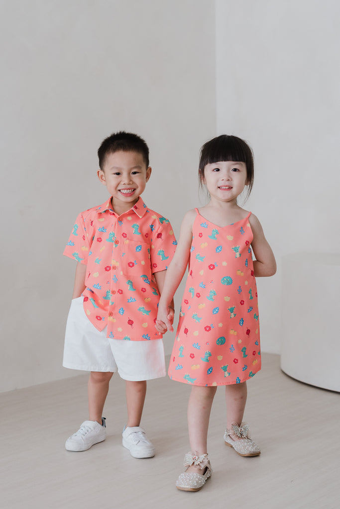 Mini Dragon Family Unisex Shirt - Peach Coral [12M/2Y/3Y/4Y/5Y/6Y/7Y/8Y/9Y]