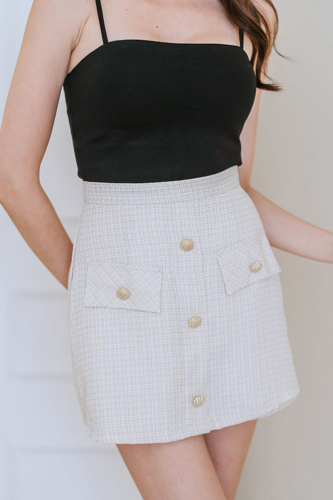 Gabrielle Tweed Jacket & Skorts Set - Cream [XS/S/M/L/XL/XXL]