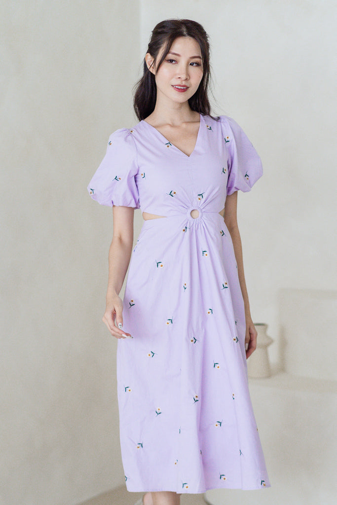 Bethany Embroidery Loop Cut Out Maxi Dress - Lilac [XS/S/M/L/XL/XXL]