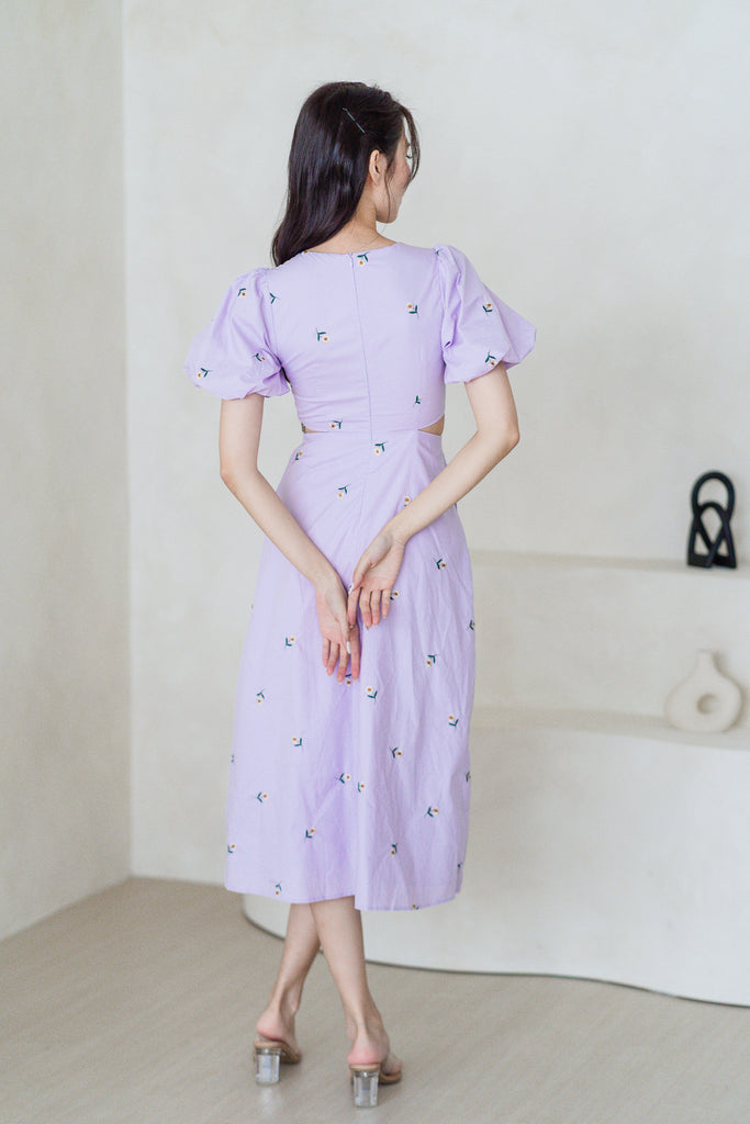Bethany Embroidery Loop Cut Out Maxi Dress - Lilac [XS/S/M/L/XL/XXL]