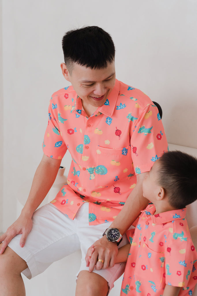 Mini Dragon Family Unisex Shirt - Peach Coral [12M/2Y/3Y/4Y/5Y/6Y/7Y/8Y/9Y]