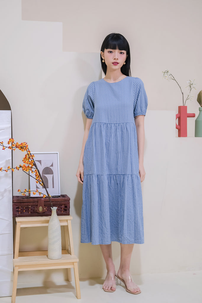 Daia Back Loop Babydoll Tier Dress - Blue [XS/S/M/L/XL]