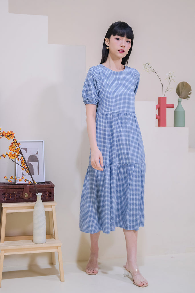 Daia Back Loop Babydoll Tier Dress - Blue [XS/S/M/L/XL]