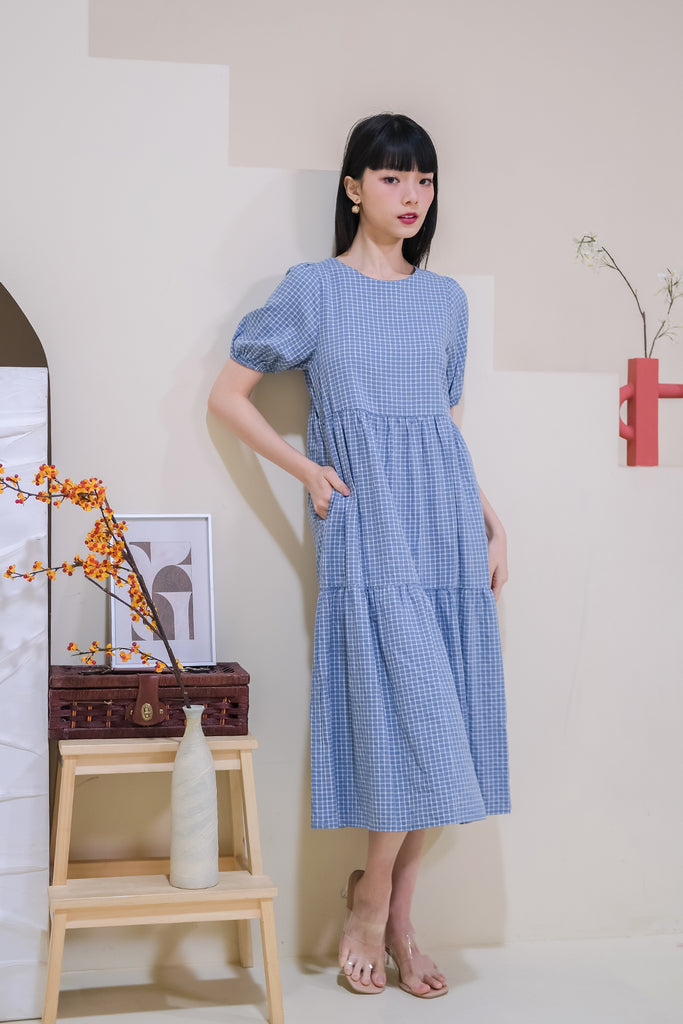 Daia Back Loop Babydoll Tier Dress - Blue [XS/S/M/L/XL]