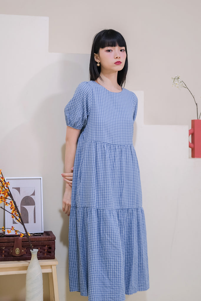 Daia Back Loop Babydoll Tier Dress - Blue [XS/S/M/L/XL]