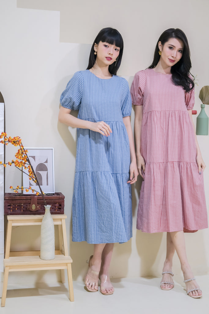 Daia Back Loop Babydoll Tier Dress - Blue [XS/S/M/L/XL]