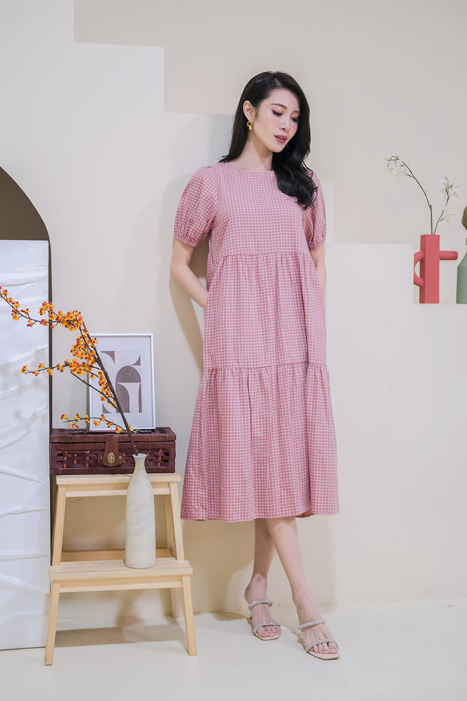 Daia Back Loop Babydoll Tier Dress - Pink [XS/S/M/L/XL]