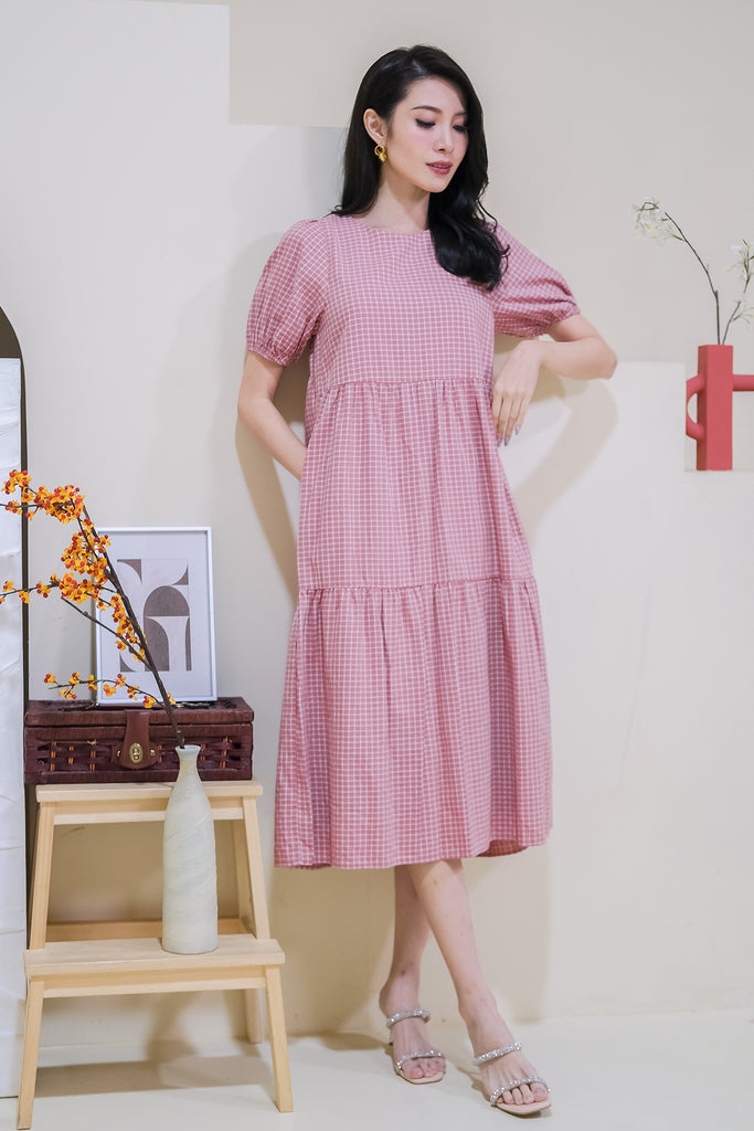 Daia Back Loop Babydoll Tier Dress - Pink [XS/S/M/L/XL]